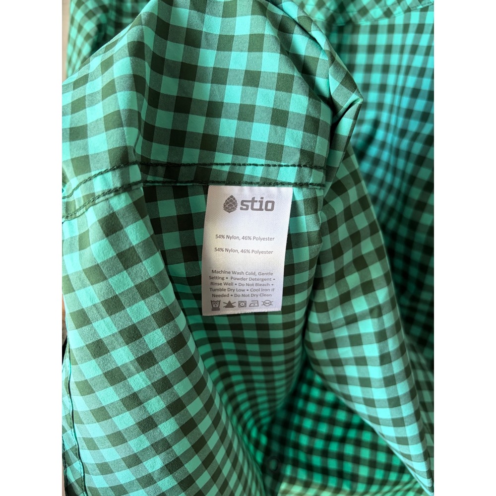 Stio Eddy Shirt Green Gingham Pearl Snap Long Sleeve Button Down - Picture 7 of 7